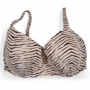 Shade And Shore Zebra Print Black And Cream Bikini Top Swimsuit  Bra Size 34DDD